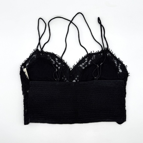 Free People FP One Ilektra Lace Bralette Set of 2 Black White Small Smocked Boho - Picture 3 of 16